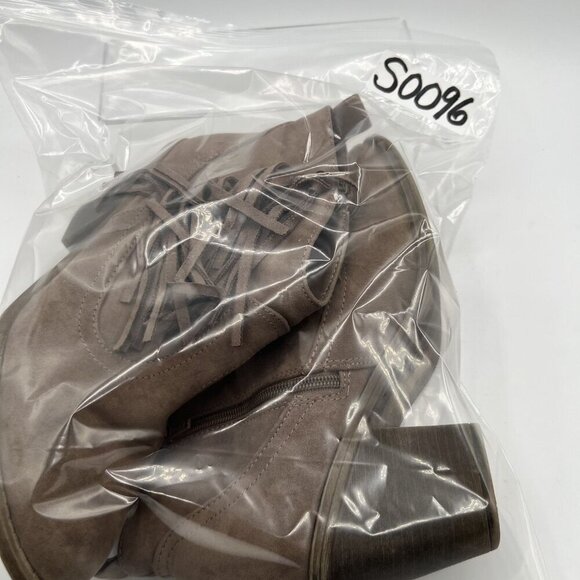 Faded Glory Women 9 Brown Fringe Faux Suede Zip Heel Ankle Boots Western Cowgirl - Picture 16 of 16